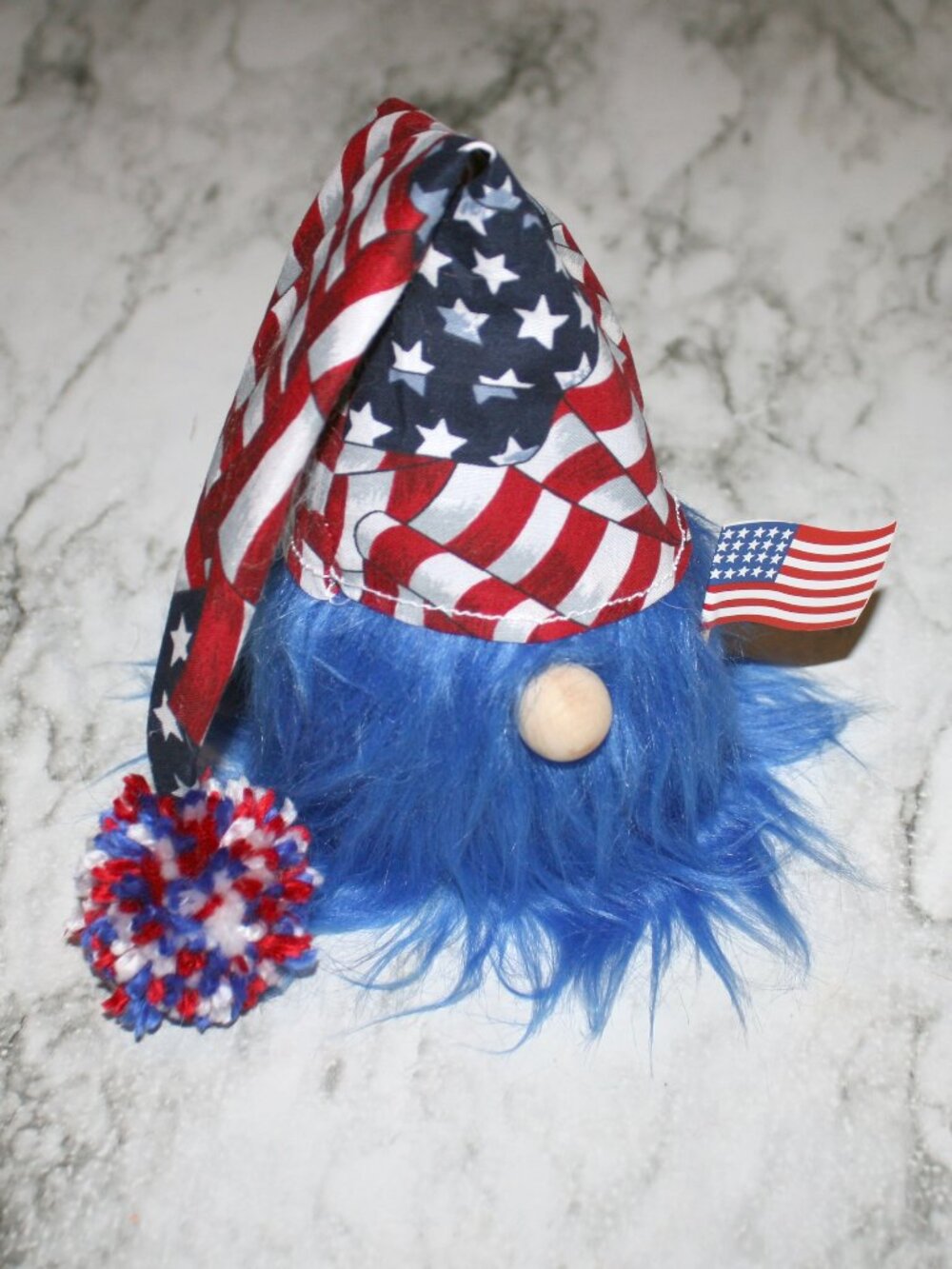 HAND CRAFTED Gnome Fourth of July Holiday Patriotic Air Freshener Cover Blue